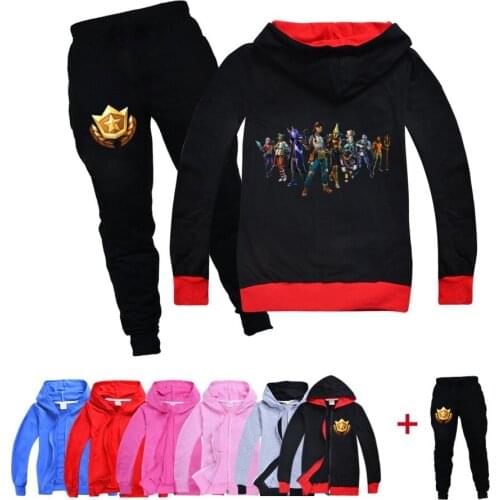 Fortnites Clothing Sets Cotton Sport Suit Spring Autumn Hoodies Coat Pant 2pcs set Costumes Kids Clothes
