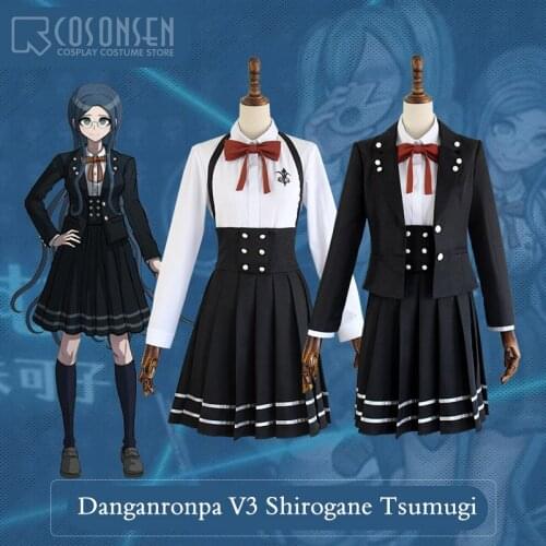 COSPLAYONSEN New DanganRonpa V3 Shirogane Tsumugi Dangan Ronpa V3 Halloween Cosplay Costume Full Set Women Dress