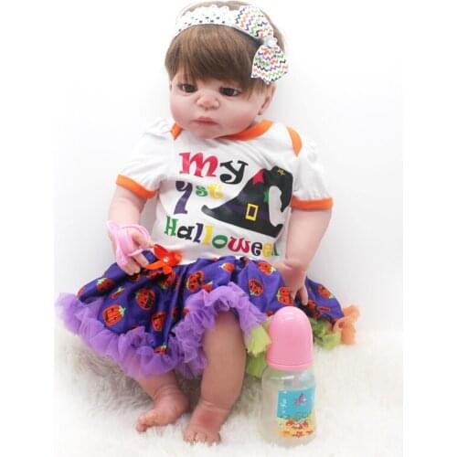 18 Inch 45cm Reborn Silicone Doll Soft Joint Body Cute Girl Rebirth Baby Dolls Toddler Toy Kids Playmates Childrens Toys