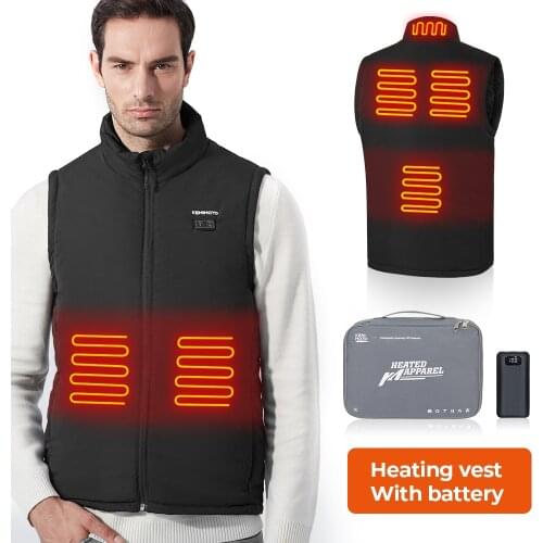 KEMIMOTO Heated Jacket Washable USB Heated Vest Winter Battery Motorcycle Skiing Bike Hiking Temperature Adjustable
