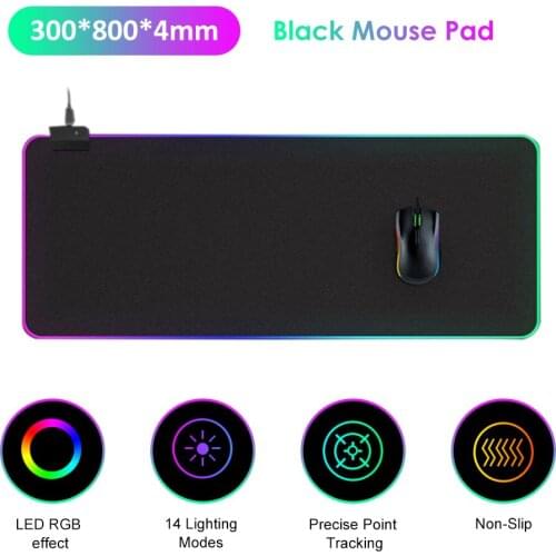 LEDs RGB Mouse Pad 14 Lighting Modes Gaming Extra Large Soft Extended Non Slip plug and play Rubber Mousepad for Computers Gamer
