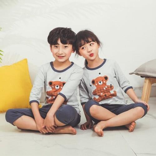 Summer Kids Pajamas Boys Girls Clothing Sets Cartoon Short Sleeve T-Shirt+Shorts Pyjamas Cotton Baby Pijamas Children Sleepwear