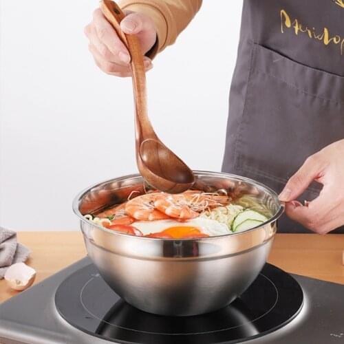 Stainless Steel Mixing Bowl with Colorful Silicone Airtight Lid Thicken Metal Salad Bowls for Kitchen Cooking Baking