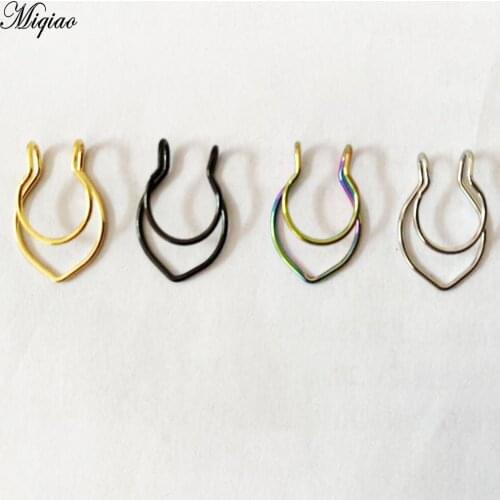 Miqiao 2pcs/lot Fashion Stainless Steel Double Nose Ring Unisex Model Fake Nose Ring Pircing Jewelry