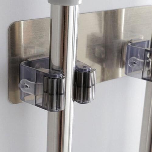 New Multifunctional Self-Adhesive Mop Rack Seamless Stickers Kitchen Brush Broom Rack Bathroom Wall Mounted Hooks