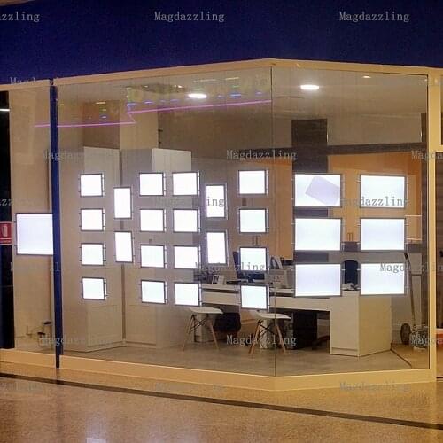 24PCS A4 Single Sided Acrylic Frame LED Illuminated Window Display Light Pocket,Real Estate Agent LED Hanging Display Light Box