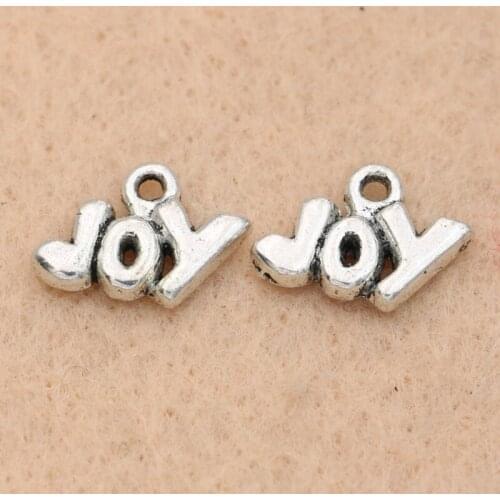 10pcs Joy Charm Pendant fit Bracelet Necklace Tibetan Silver Plated Jewelry DIY Making Accessories 9x13mm
