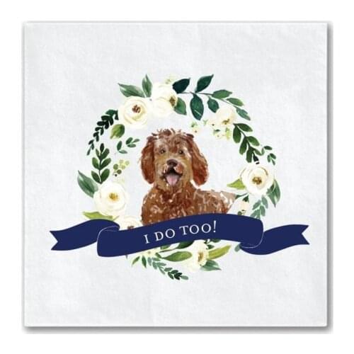 I Do Too-Dog Full Color Personalised Wedding Napkins|Bridal Shower | Rehearsal Dinner|Engagement Party Napkins baby shower
