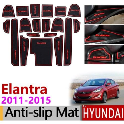 Anti-Slip Gate Slot Mat Rubber Cup Coaster for Hyundai Elantra 2011 2012 2013 2014 2015 MD Avante i35 Accessories Car Stickers