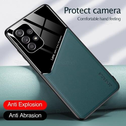 Luxury Leather Car holder Case For Samsung Galaxy A32 A22 A52 A72 A42 5G A12 Silicone Back Cover for galaxy a22 bumper shell