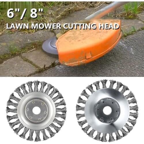 6/8 inch Steel Wire Wheel Garden Weed Brush Lawn Mower Grass Trimmer Brush Cutter Tool Garden Grass Trimmer Head Weed Brush