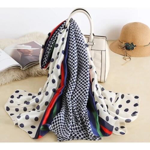 Plus Size Spring Silk Scarves Digital Print Dots Pashmina Shwals Ladies Wraps Luxury Brand Designer Scarf for Women 2021 180cm