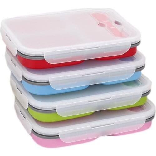 Silicone Lunch Box Food Storage Container Bento Picnic Fridge Microwavable Dinnerware