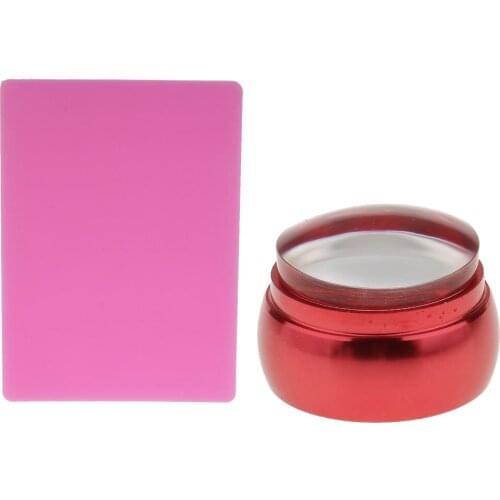 Pretty Transparent Nail Art Stamping Stamper Scraper Image Plate Manicure Tool Silicone Jelly Stamper with Cap