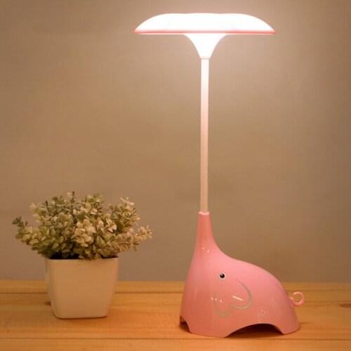 USB Charging Elephant Lamp Cartoon Touch Switch LED Night Light Three Gears Dimming, Rechargeable Desktop Night Light for Kids