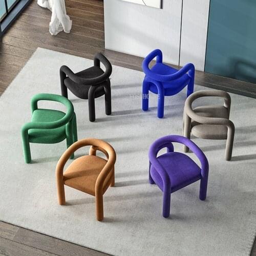 FOSUHOUSE Custom Nordic Fabric Dining Chair Designer Leisure Living Room Chairs Luxury Armchair Home Furniture Lazy Sofa Chair