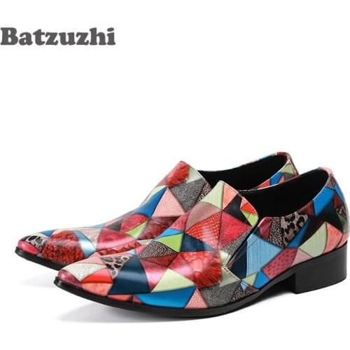 Batzuzhi Top Fashion Genuine Leather Mens Dress Shoes Mixed Colors Business Male Shoes Men Oxfords Flats for Mens Wedding Party