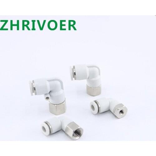 OD 4 6 8 10 12mm - M5 1/8'' 1/4'' 3/8'' 1/2''White PLF Hose Pneumatic Female Elbow Connector Tube Air Push In Fitting