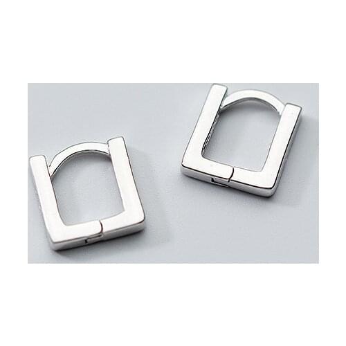 WTLTC Simple Small Square Shaped Huggie Earrings for Women 925 Sterling Slive Tiny Hoop Earrings Modern Helix Cartilage Earrings