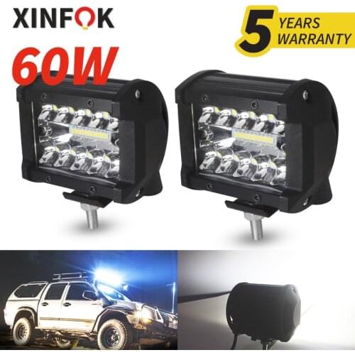Xinfok LED Car Work Flood Spotlight DC 12 Volts 60 Watts 6500K 3030 SMD for 4x4 4WD SUV Trunk Universal Combo Light