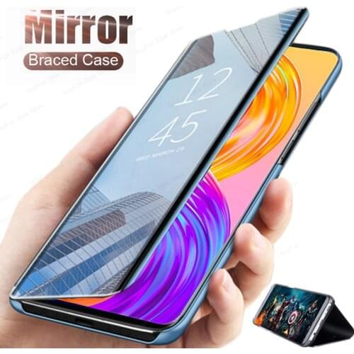 For Oppo Realme 8 Pro Mirror leather Stand Phone Case For Realme 8 7 Pro 8Pro 7Pro X3 SuperZoom X50 V5 Smart Mirror Flip Cover