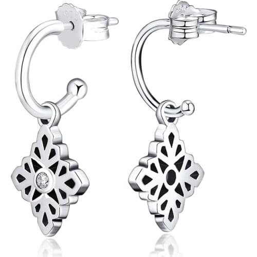 100% 925 Sterling-Silver-Jewelry Lace Botanique Earring Free Shipping