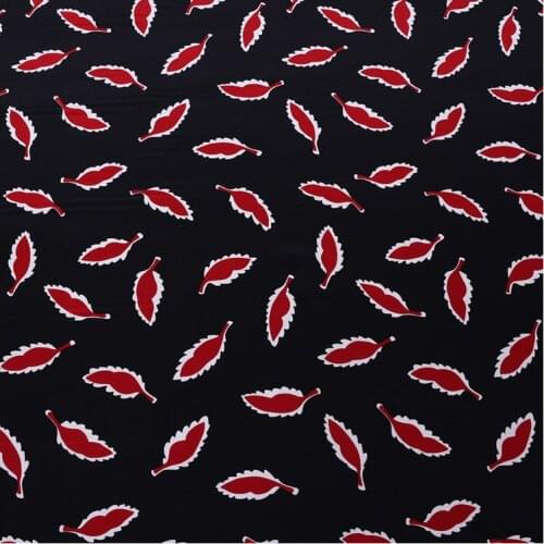 1 Meter x 1.14 Meter Red Leaf Digital Printing Mulberry Crepe De Chine Vertical Silk Dress Fashion Fabric
