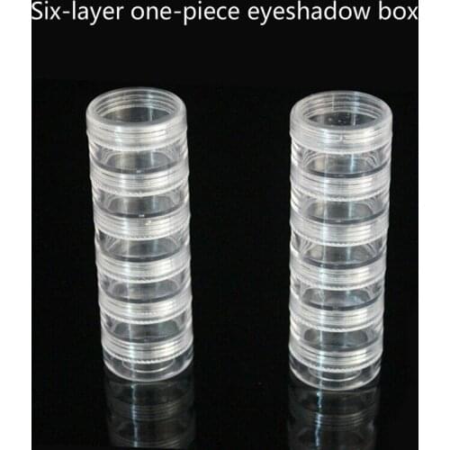 1 set of six-layer conjoined eyeshadow box, nail art cosmetic beads, cosmetic cream plastic container, round refillable bottle