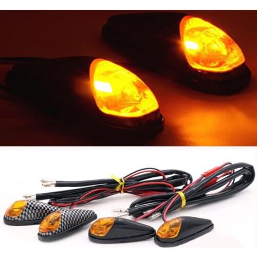 2Pcs 12V Carbon Fiber Motorcycle Side Turn Signal Amber Lights Indicator Blinker Flash Motor Bike Lamp Light For ATV Yamaha