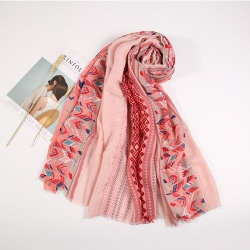 2021 Fashion Newest Feather Printed Pattern Cotton Scarf 6Colors 10pcs/lot