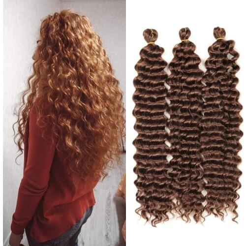 34 inch Deep Water Wave Twist Crochet Hair Crochet Braid Ombre Braiding Hair Extensions Synthetic Afro Curls For Women