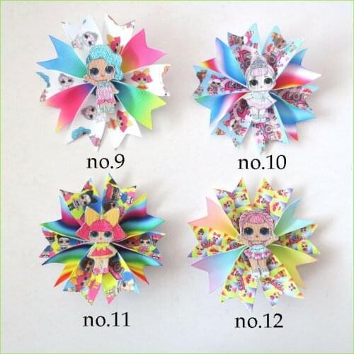 50 BLESSING Girl Popular 3.5" Fairy Hair Bow Clip Joyful Doll Rainbow Baby