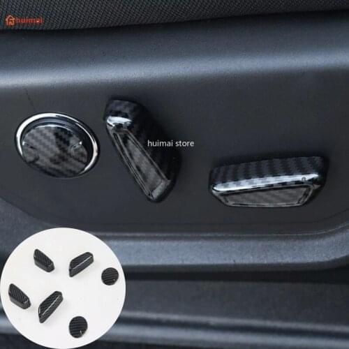 For Ford F150 2015-2020 Carbon Fiber Color Seat Adjustment Button Switch Cover Trim Car Accessories Interior Decorative 6Pcs