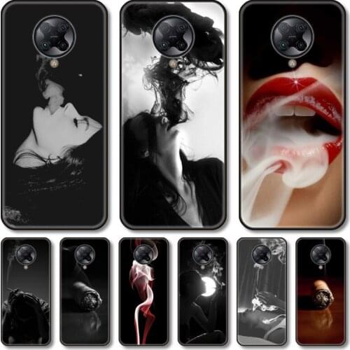Smoke lady Phone Case For xiaomi M2 C3 X3 F2 Lite NFC 6 5 x Poco k30 Pro Anime Black Cover Silicone Back Pretty tpu