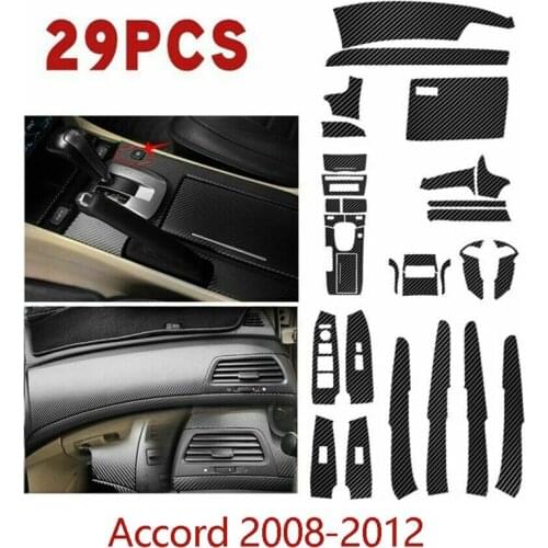 For Honda Accord 2008-2012 Carbon Fiber Style Car Interior Kit Cover Trim 29Pcs