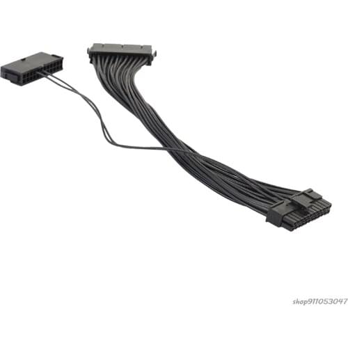 Dual PSU Power Supply 24 Pin Extension CableFor Motherboard, 24 Pin to 24(20+4) pin, 11.81inch/ 30cm Black Computer Wholesales