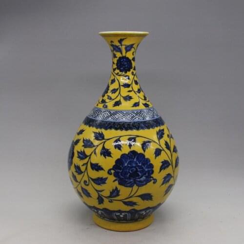 Antique MingDynasty porcelain vase,Yellow to Blue and White bottle,painted crafts,Decoration,Collection&Adornment,Free shipping