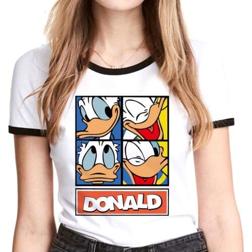 Kawaii Unisex Disney Donald Duck T Shirt Women Kawaii Harajuku Summer Tops Fashion Funny T-shirt Vogue Graphic Tees Female
