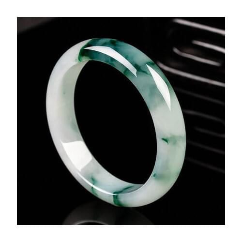 Jewelry Natural Burmese Jade 54-64mm Light Blue Flower Bracelet Elegant Princess Jewelry Best Gift