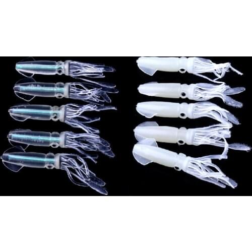 Hot Sale 10pcs Luminous Squid Jigs Bait Soft Rubber Silicon Tackle Baits Glow Set Artificial Bait 10cm 8g Pesca Fishing Tackle