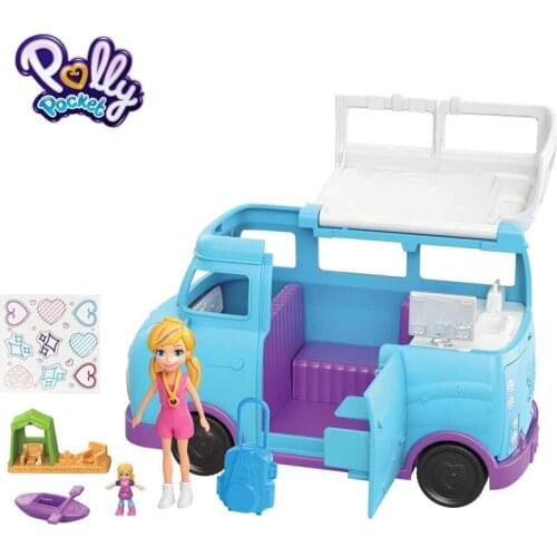 Polly Pocket Glamping Van Toys Camping Adventure Toy with Micro Polly Doll and Accessory Pollys Micro Surprise World FTP74