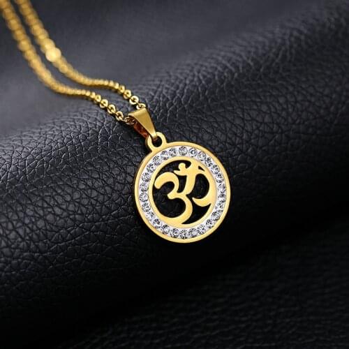 Hinduism Jewelry Stainless steel Hindoo Hindu Buddhist AUM OM Pendant Necklace Lucky Peace Symbol Choker Necklaces For Women Men