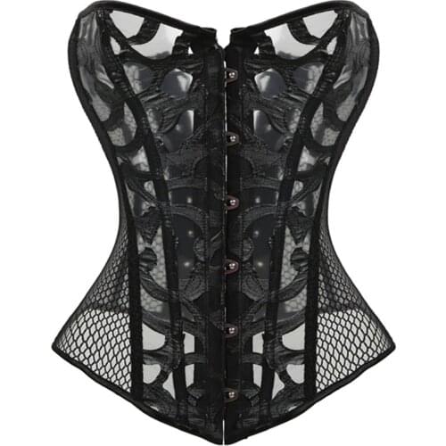 Bustier Corset Sexy Waist Trainer Lace Mesh Corset Steampunk Women Gothic Clothing Lingeri Modeling Strap Slimming Underbust