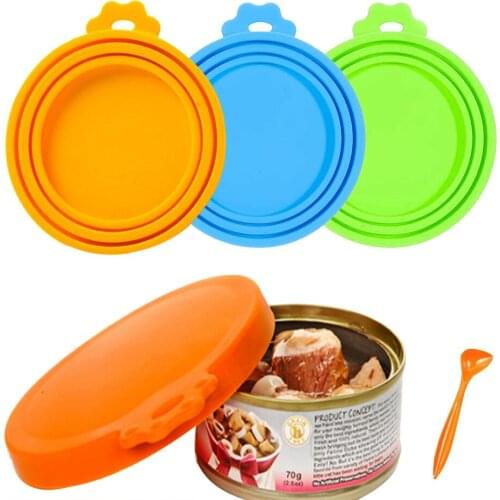 Pet Can Covers Pet Food Can Lids Set of 3 Universal Silicone Can Lids for Pet Food Cans, Dishwasher Safe Lid for cats and dogs