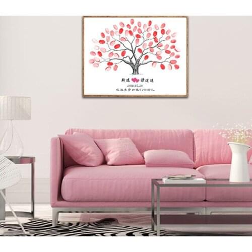 Love tree with fingerprint DIY creative sign in personality painted custom name and date of wedding party&Babys partydecoration