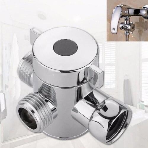 1/2\" BSP Chrome 3-Way T-Adapter Adjustable Shower Head Diverter Valve Arm Mounted For Bath Mixer Tap Faucet Replacement Parts