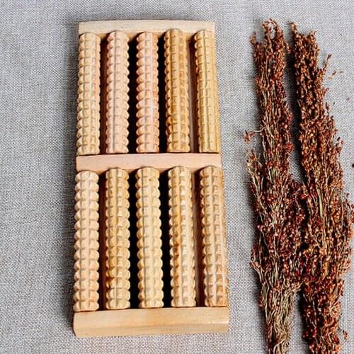 H7JC 5 Raw Wooden Roller Foot Massager Health Therapy Stress Relief Relax Massage New