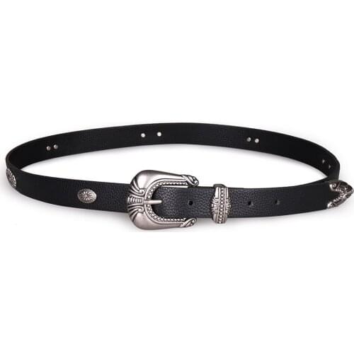 New European retro carved accessories three-piece buckle ladies wild belt fashion pin buckle belt BL513