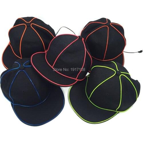 Wholesale 10 pcs Bboy Hip-hop Caps 10 colors available Baseball Glowing Cap Cotton EL Hat LED Caps For Easter Party Hats