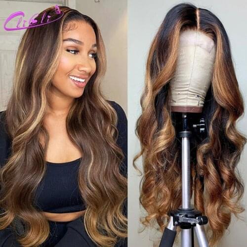 Blonde Highlight Lace Front Human Hair Wigs Brazilian Highlight Body Wave Wig 30 Inch Wig 13x4 Lace Frontal Wig Body Wave 150